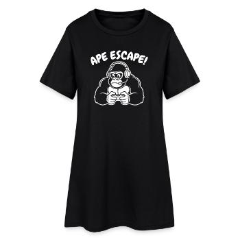 Affe-Gamer mit Headset Controller - Frauen T-Shirt-Kleid - Schwarz - Vorne
