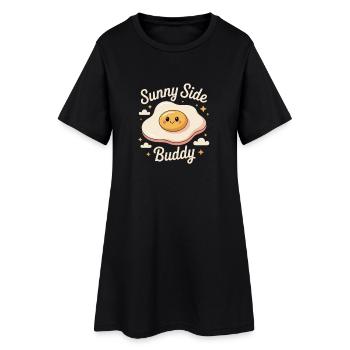 Œuf Frit - Amic Côté Ensoleillé - Robe T-shirt Femme - noir - Devant