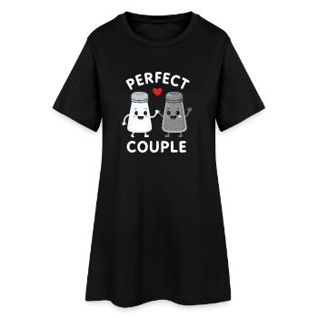 Dessin animé Parfait Couple Sel et Poivre - Robe T-shirt Femme - noir - Devant