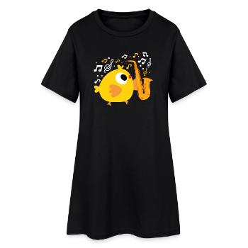 Poulet Saxophone Saxophoniste Poulet - Robe T-shirt Femme - noir - Devant