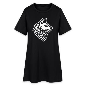 Tête de Loup Nordique - Robe T-shirt Femme - noir - Devant