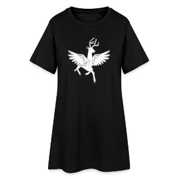 Geflügeltes Reh – edles Wappentier Wald - Frauen T-Shirt-Kleid - Schwarz - Vorne