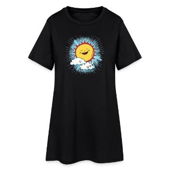 Smiling sun above clouds - Women’s T-Shirt Dress - black - Front