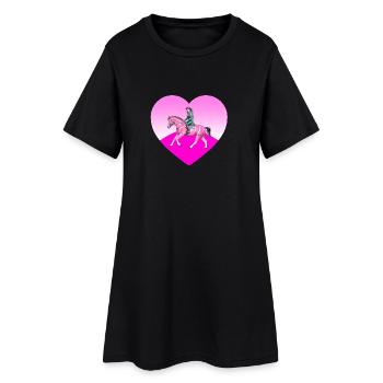 Pferde - Frauen T-Shirt-Kleid - Schwarz - Vorne