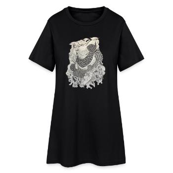 Koi Linienmuster Elegie - Frauen T-Shirt-Kleid - Schwarz - Vorne