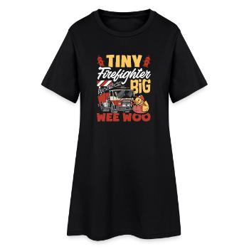 Wee Woo Squad Fire Tiny Feuerwehrmann - Frauen T-Shirt-Kleid - Schwarz - Vorne