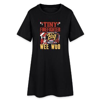 Wee Woo Squad Fire Tiny Feuerwehrmann - Frauen T-Shirt-Kleid - Schwarz - Vorne