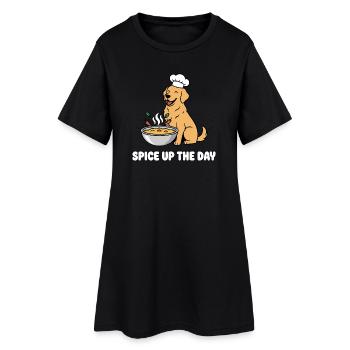 Cuisiner un chien avec de la soupe pour pimenter la journée - Robe T-shirt Femme - noir - Devant