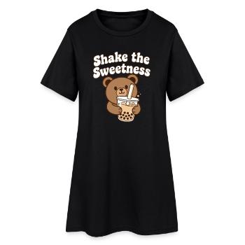 Kawaii Bär mit Bubble Tea - Frauen T-Shirt-Kleid - Schwarz - Vorne
