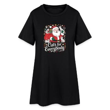 Motif Chats pour tout Noël avec le Père Noël - Robe T-shirt Femme - noir - Devant