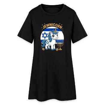 Jewnicorn avec étoiles et bougies - Robe T-shirt Femme - noir - Devant