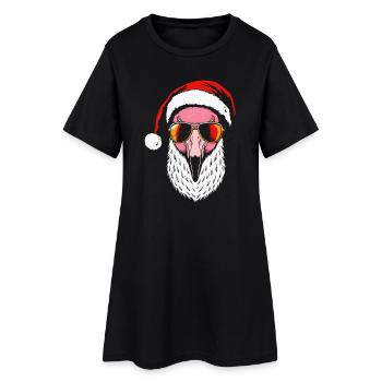 Santa Flamant rose, Noël amusant à la fiche - Robe T-shirt Femme - noir - Devant