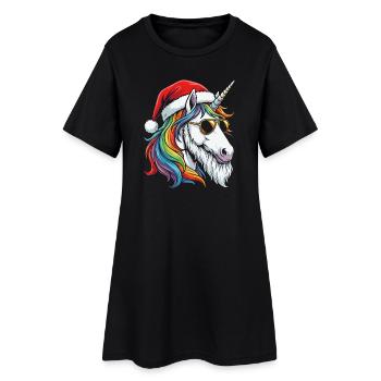 Noël magique de Noël de Noël de Santa Licorn - Robe T-shirt Femme - noir - Devant