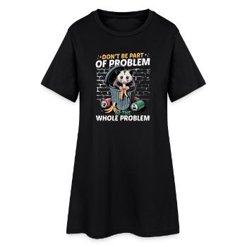 Funny Opossum - Frauen T-Shirt-Kleid - Schwarz - Vorne