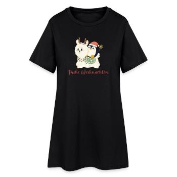 Joyeux Noël alpaga et pingouin - Robe T-shirt Femme - noir - Devant