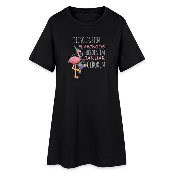 Anniversaire de janvier, Flamingo qui dit drôle - Robe T-shirt Femme - noir - Devant