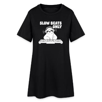 Slow Beats Sloth DJ - Frauen T-Shirt-Kleid - Schwarz - Vorne