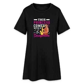 Saxophone Princess Saxophonist Band Girl - Women’s T-Shirt Dress - black - Front