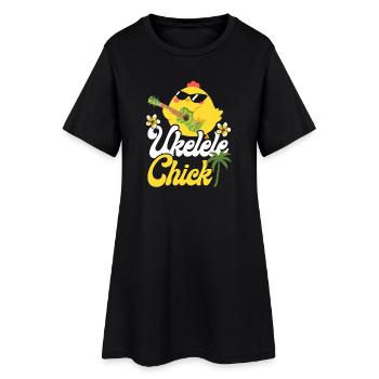 Hawaiian Ukulele Uke Chicken Girl - Frauen T-Shirt-Kleid - Schwarz - Vorne