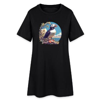 Puffin Papageientaucher - Frauen T-Shirt-Kleid - Schwarz - Vorne