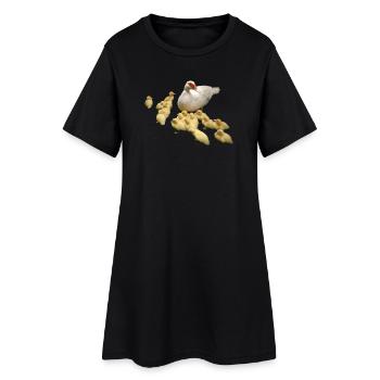 Canard volant avec des poussins - Robe T-shirt Femme - noir - Devant