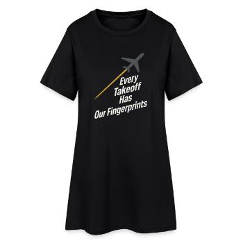 Rampe de nuit du personnel au sol au - Robe T-shirt Femme - noir - Devant