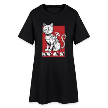 Wind Me Up Cat Robot - Women’s T-Shirt Dress - black - Front