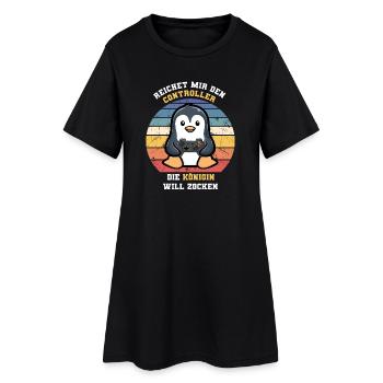 Reichet mir den Controller Königin zocken - Frauen T-Shirt-Kleid - Schwarz - Vorne
