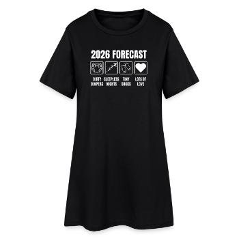 Bébé bientôt prévu pour 2026 : une fête prénatale drôle - Robe T-shirt Femme - noir - Devant