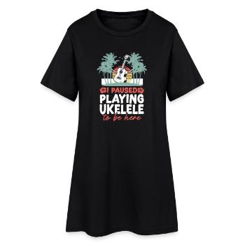 Hawaiian Ukulele Uke I Paused - Frauen T-Shirt-Kleid - Schwarz - Vorne
