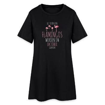 Oktober Geburtstag Flamingo Spruch Lustig - Frauen T-Shirt-Kleid - Schwarz - Vorne