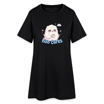 Hoo Cares – Café Chouette Doux - Robe T-shirt Femme - noir - Devant
