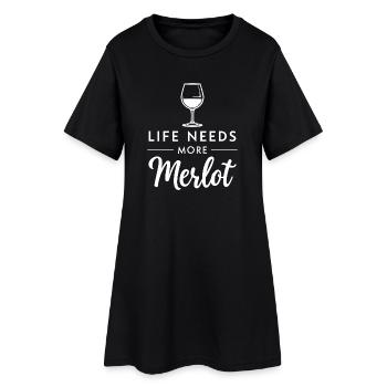 La vie a besoin de plus de paroles de vin de merlot - Robe T-shirt Femme - noir - Devant