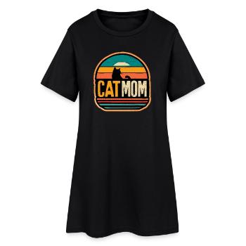 Chat Maman Chats Vintage Sunset Chats - Robe T-shirt Femme - noir - Devant