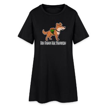 Lustiger Hund geht wandern - Berg Schäferhund - Frauen T-Shirt-Kleid - Schwarz - Vorne