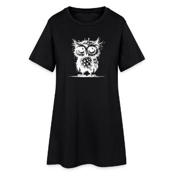 Hiboux Fatigués Gardiens de la Forêt - Robe T-shirt Femme - noir - Devant
