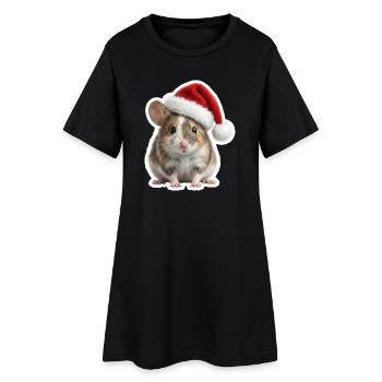Une souris mignonne avec un grand chapeau de Noël - Robe T-shirt Femme - noir - Devant