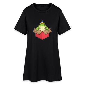Frosch Geburtstag Partyhut - Frauen T-Shirt-Kleid - Schwarz - Vorne
