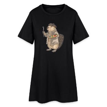 Biber Maler Pinsel Malen - Frauen T-Shirt-Kleid - Schwarz - Vorne