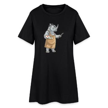 Nashorn Maler Pinsel Malen - Frauen T-Shirt-Kleid - Schwarz - Vorne