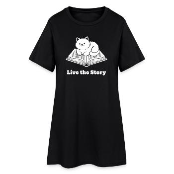 Kater im Buch – Vis l’histoire - Robe T-shirt Femme - noir - Devant