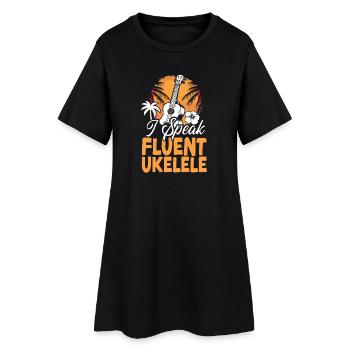 Hawaiian Ukulele Uke I Speak - Frauen T-Shirt-Kleid - Schwarz - Vorne