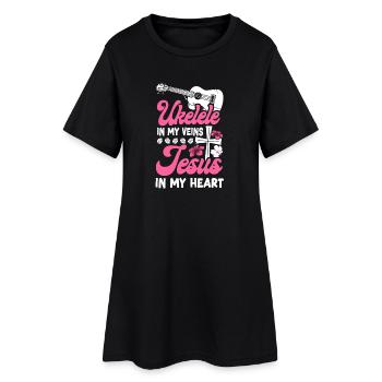 Ukulélé hawaïen Uke Jésus Foi - Robe T-shirt Femme - noir - Devant