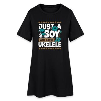 Hawaiian Ukulele Uke Boy Just A - Women’s T-Shirt Dress - black - Front