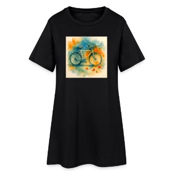 Aquarelle, vélo dans l’explosion des couleurs - Robe T-shirt Femme - noir - Devant