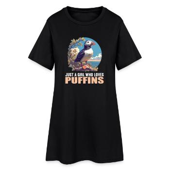 Puffin Papageientaucher - Frauen T-Shirt-Kleid - Schwarz - Vorne