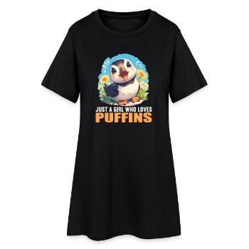 Puffin Papageientaucher - Frauen T-Shirt-Kleid - Schwarz - Vorne