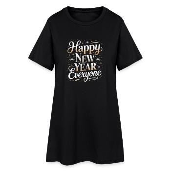 Funkelndes Neujahr - Frauen T-Shirt-Kleid - Schwarz - Vorne