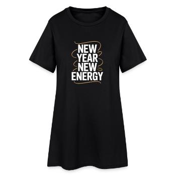 New Year New Energy Typography Tee - Women’s T-Shirt Dress - black - Front