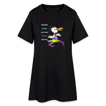 Marathon Möwe – Lustiger Lauf‑Cartoon - Frauen T-Shirt-Kleid - Schwarz - Vorne